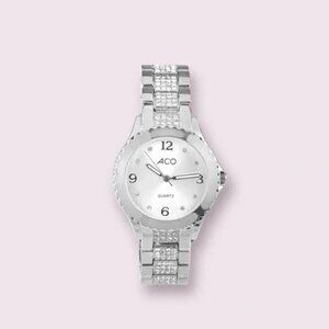 Silver Crystal Quartz Watch